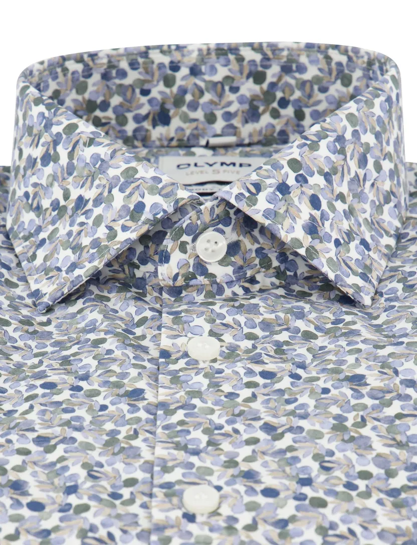 Overhemd Olymp slim fit bloemen print blauw