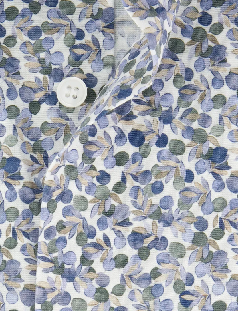 Overhemd Olymp slim fit bloemen print blauw