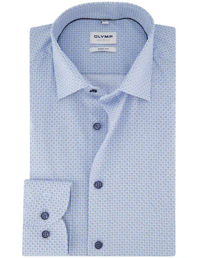 Olymp OLYMP Body Fit overhemd blauw geprint ml 7
