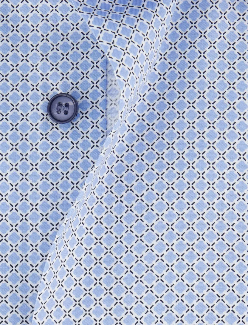 Overhemd Olymp slim fit lichtblauw geprint semi-wide spread boord
