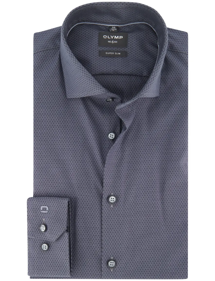 OLYMP Super Slim Fit overhemd donkerblauw geprint ml 7