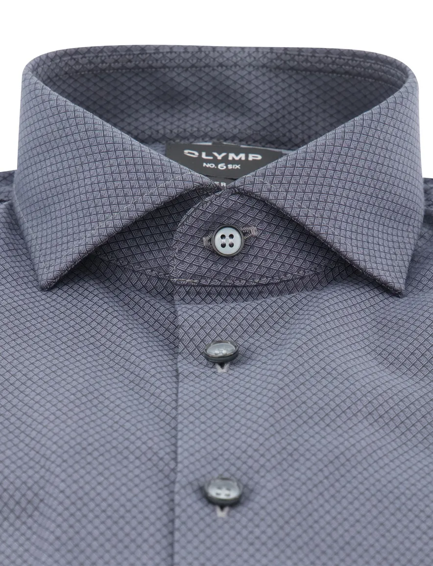 OLYMP Super Slim Fit overhemd donkerblauw geprint ml 7