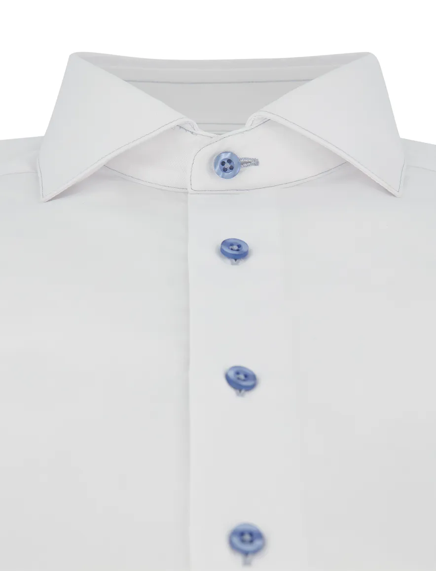 Overhemd Cavallaro wit Cossato slim fit wide spread boord