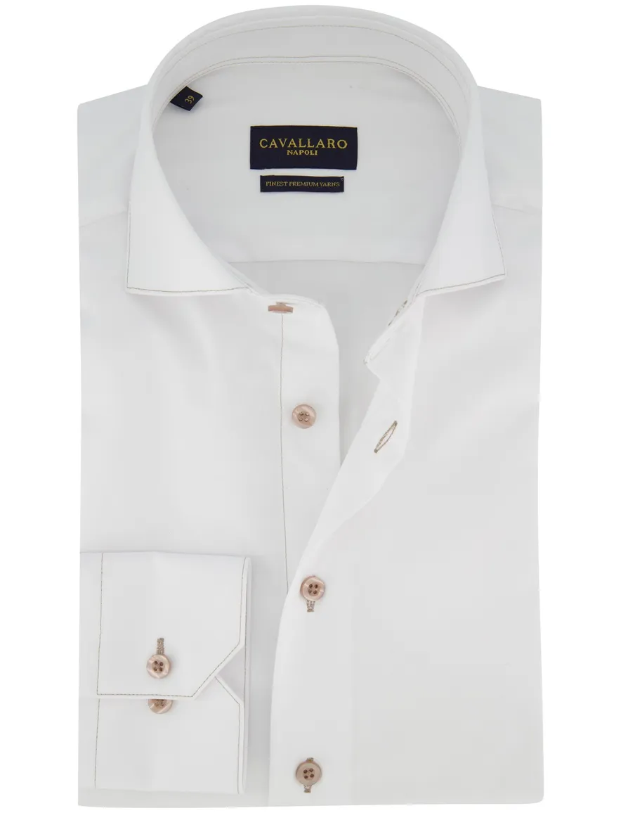 Overhemd Cavallaro wit Cossato slim fit cutaway boord