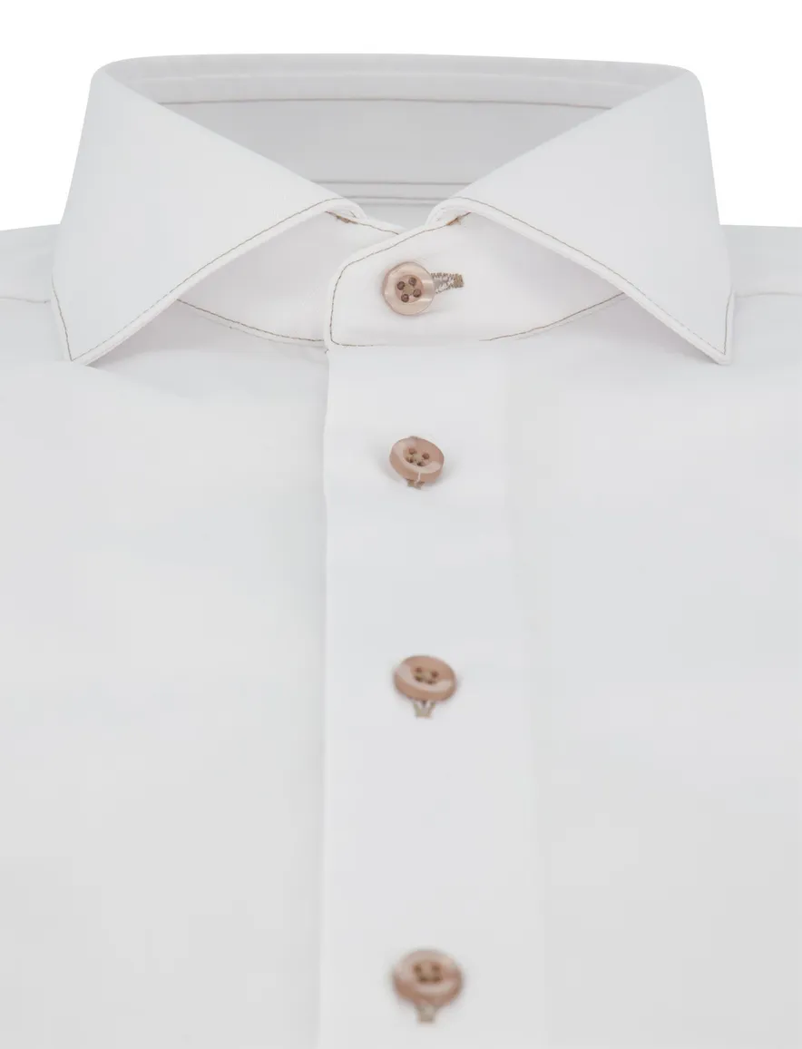 Overhemd Cavallaro wit Cossato slim fit cutaway boord