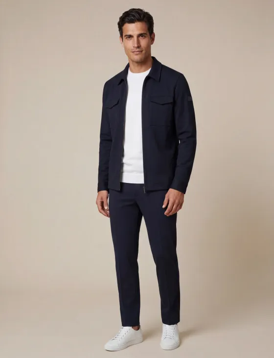 Broek Cavallaro Zeradino elastische band navy normale fit
