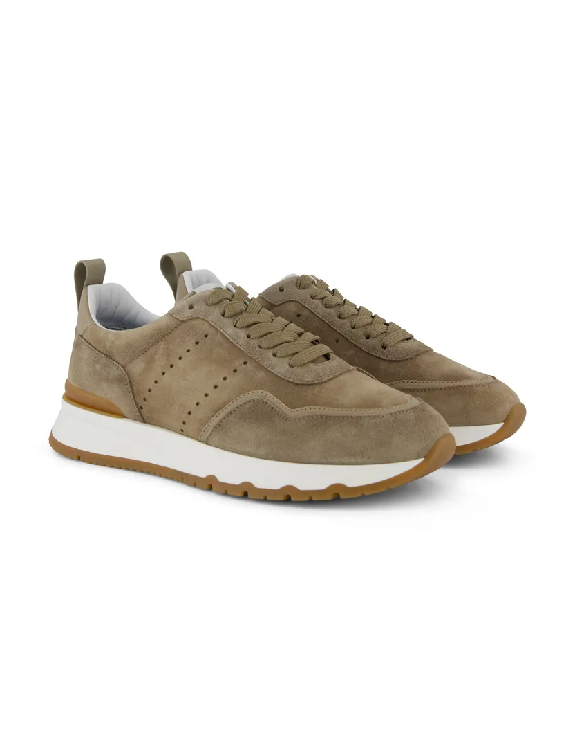 sneakers laag Giorgio suede met witte zool khaki