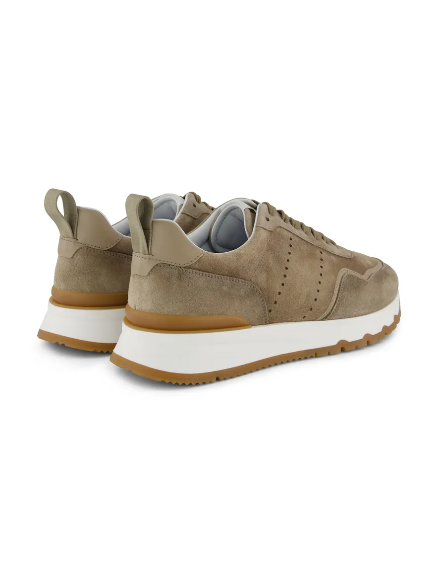 lage suede sneakers khaki Giorgio met witte zool