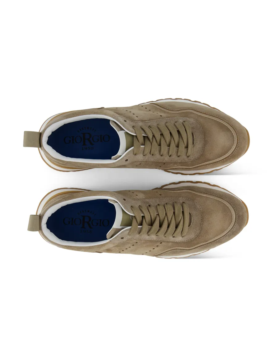 Giorgio sneakers bruin suede witte zool