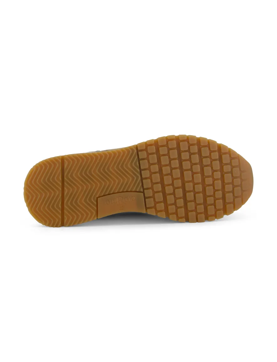 lage suede sneakers khaki Giorgio met witte zool