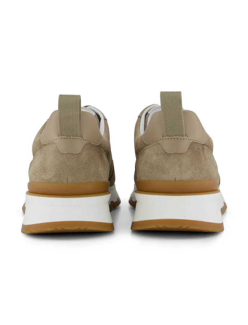 sneakers laag Giorgio suede met witte zool khaki
