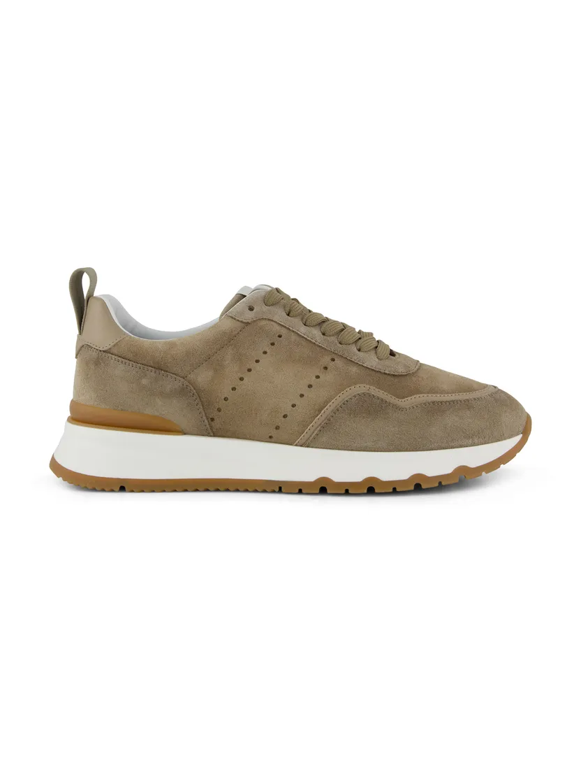 sneakers laag Giorgio suede met witte zool khaki