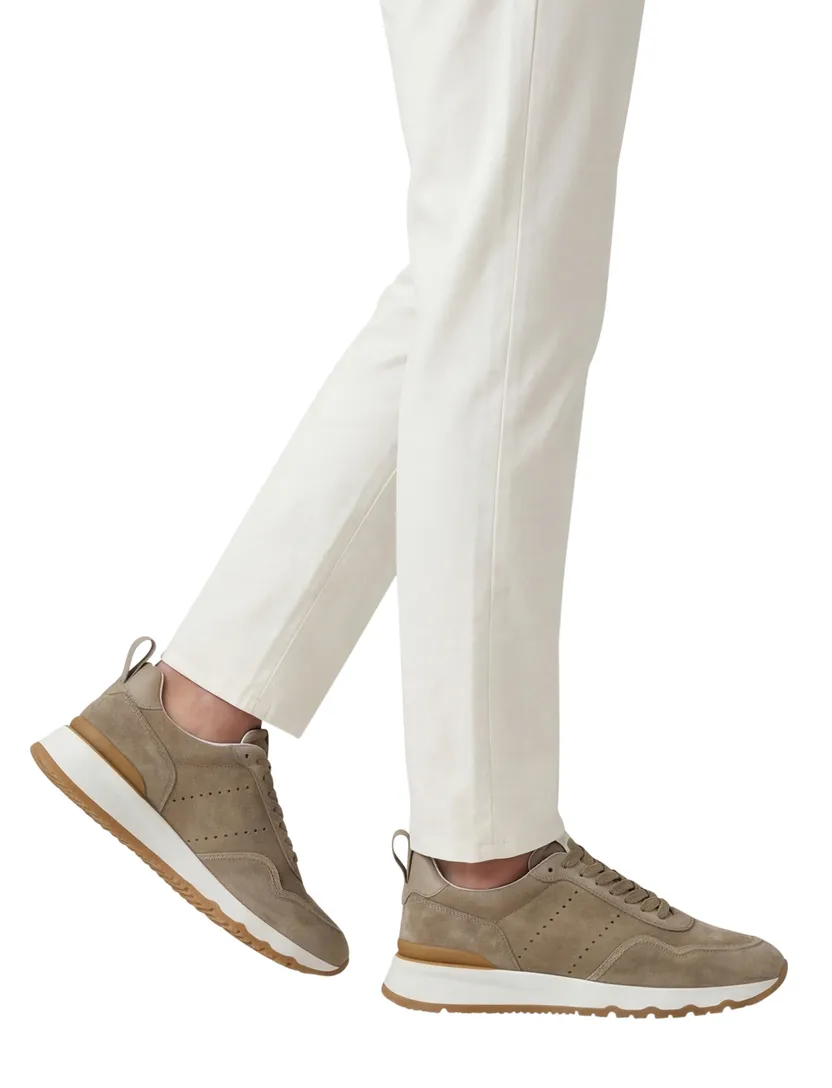 sneakers laag Giorgio suede met witte zool khaki