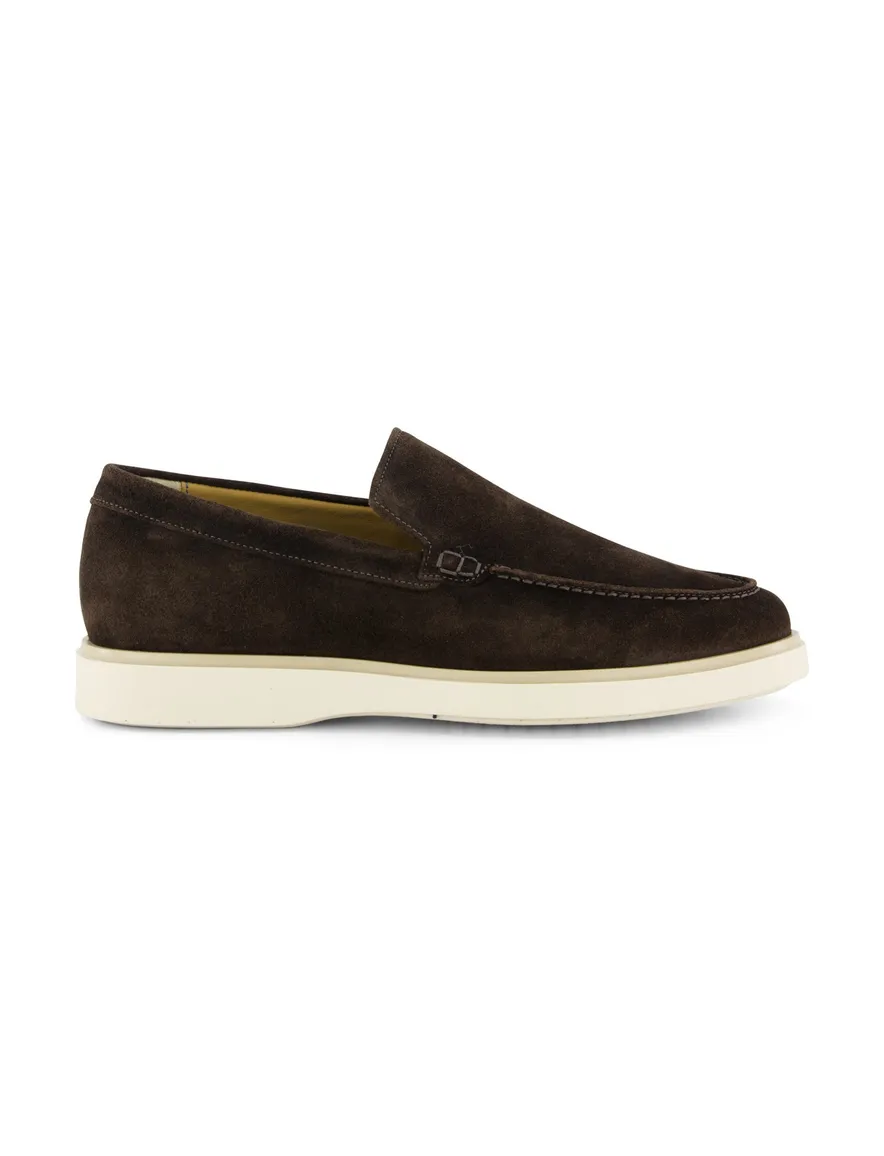 Giorgio loafers bruin suede witte zool effen
