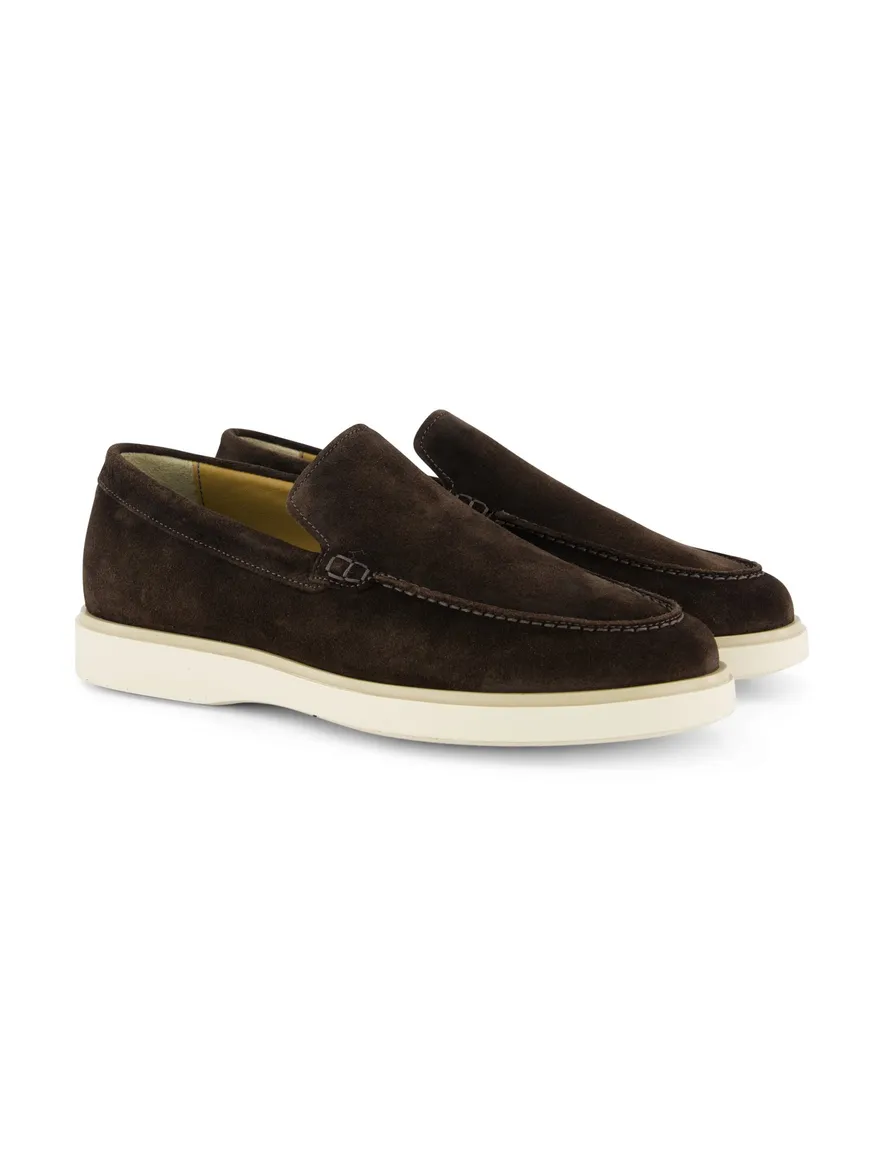 Giorgio loafers bruin suede witte zool effen