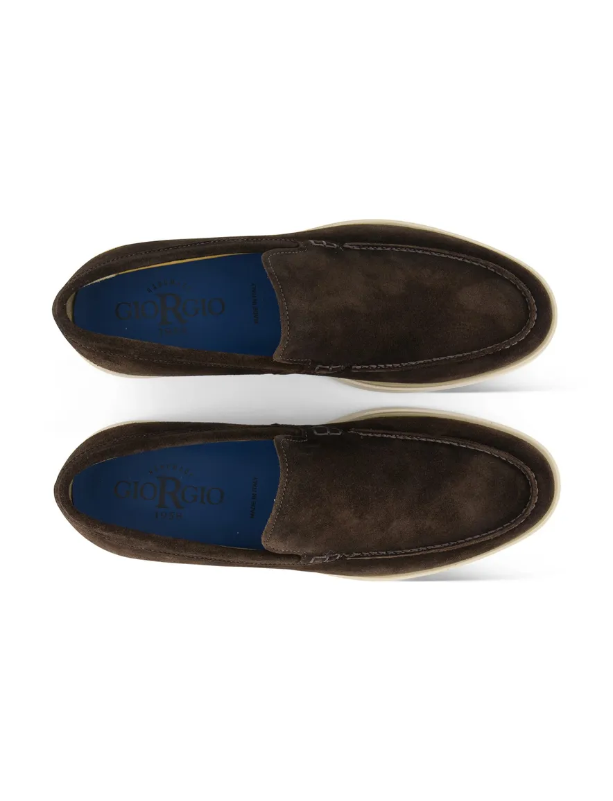 Giorgio loafers bruin suede witte zool effen