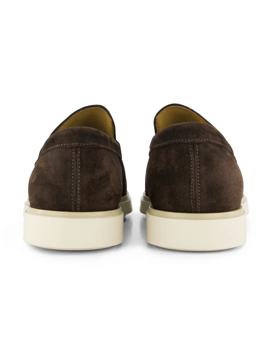 Giorgio loafers bruin suede witte zool effen