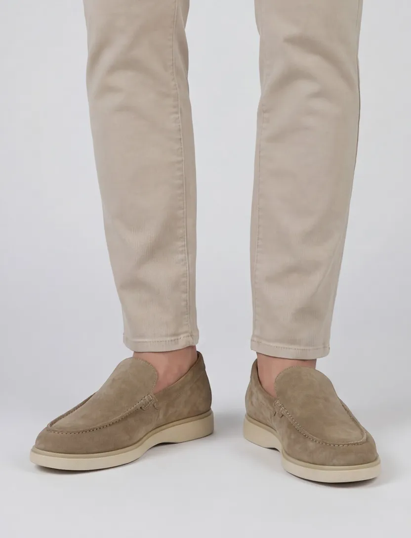 Nette loafers Giorgio beige leer suede effen