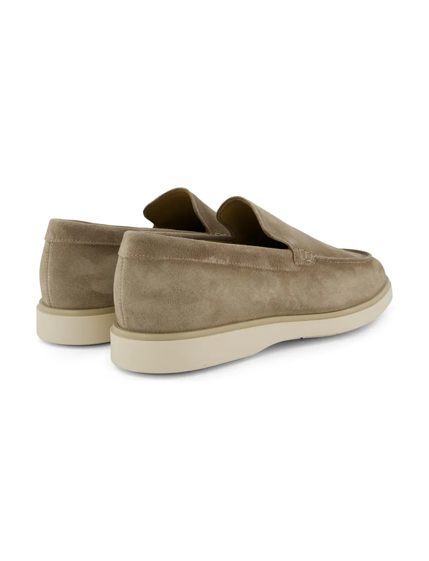 Beige nette effen loafers Giorgio leer suede