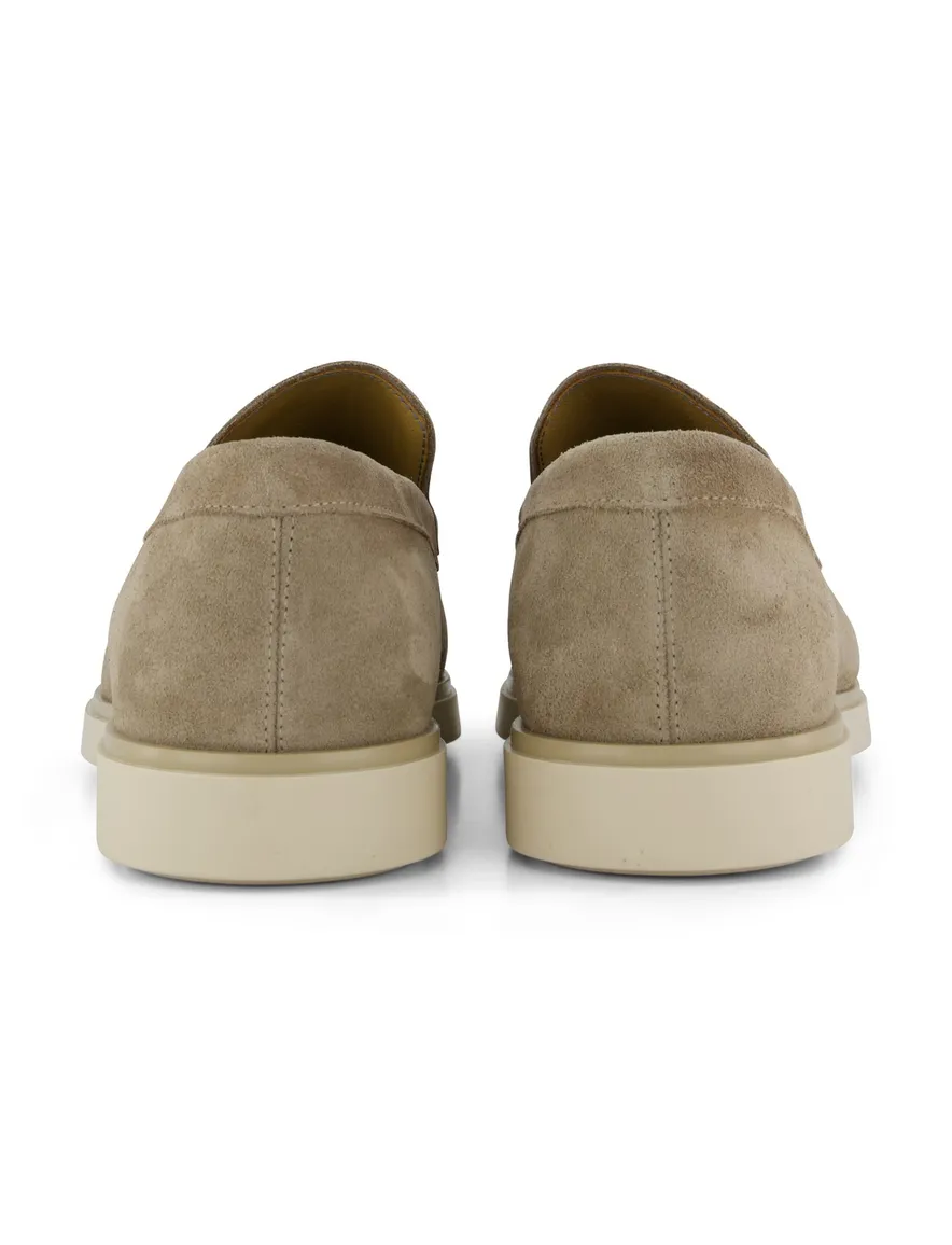 Beige nette effen loafers Giorgio leer suede