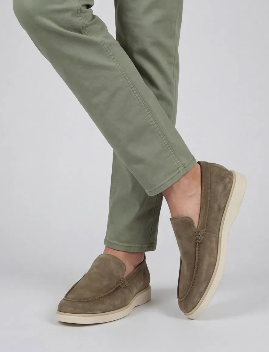 Groene nette effen loafers Giorgio leer suede