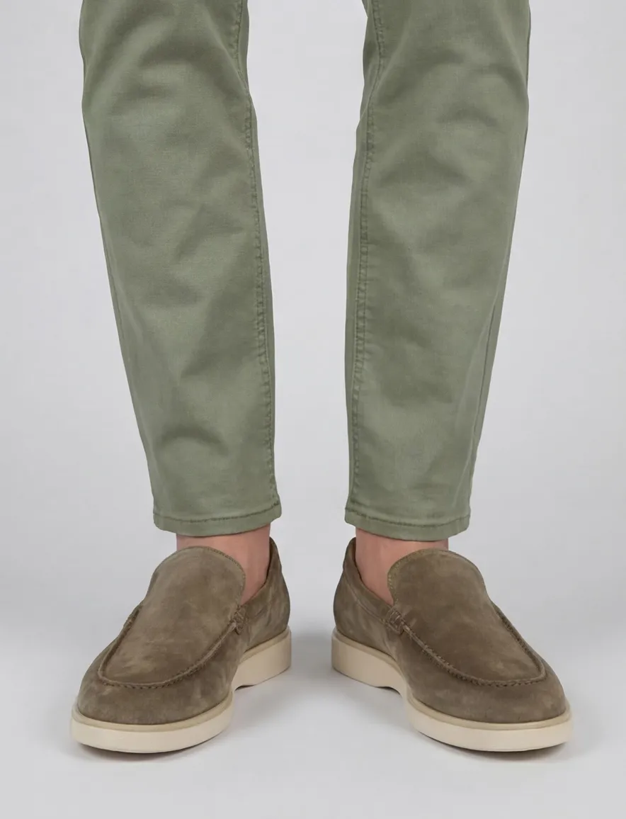 Groene nette effen loafers Giorgio leer suede