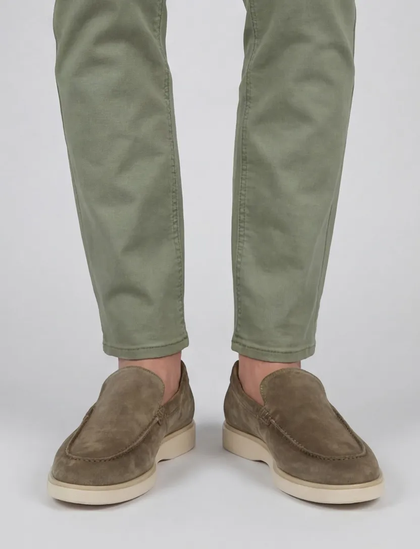 Nette loafers Giorgio groen leer suede effen