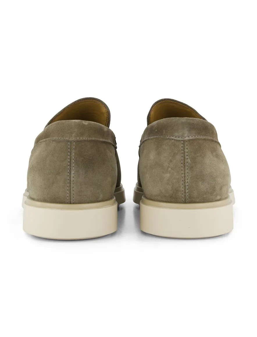 Groene nette effen loafers Giorgio leer suede