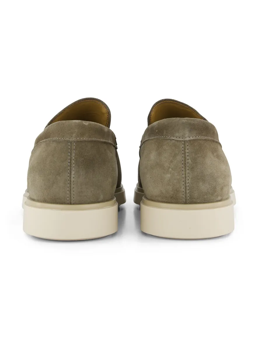 Groene nette effen loafers Giorgio leer suede