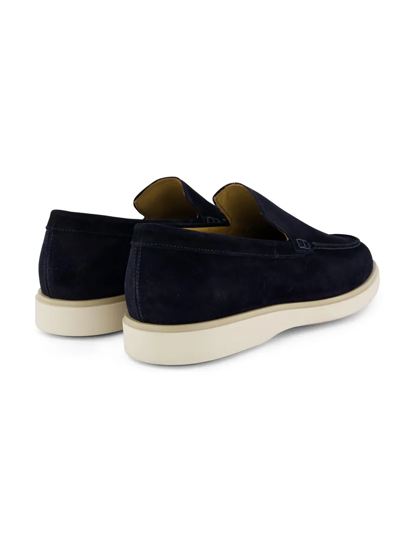 Nette loafers Giorgio donkerblauw leer suede effen