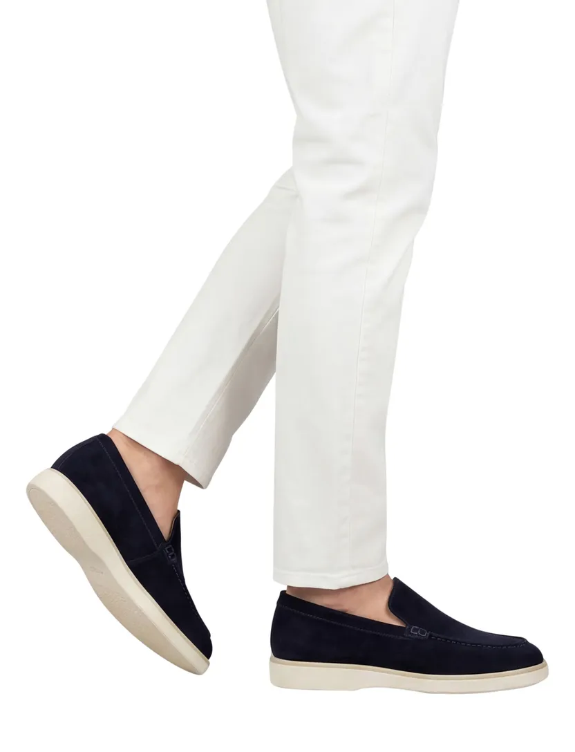 Nette loafers Giorgio donkerblauw leer suede effen