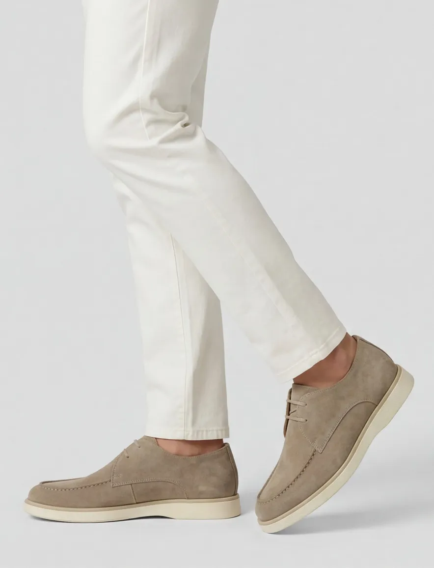 Beige veterschoenen Giorgio suede leer