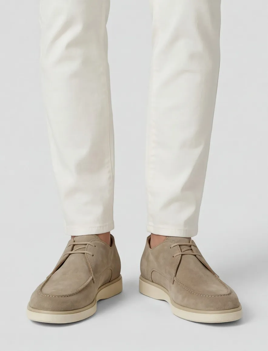 Beige veterschoenen Giorgio suede leer