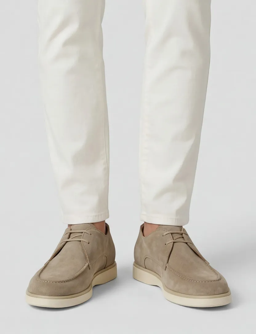 Veterschoenen Giorgio suede leer beige