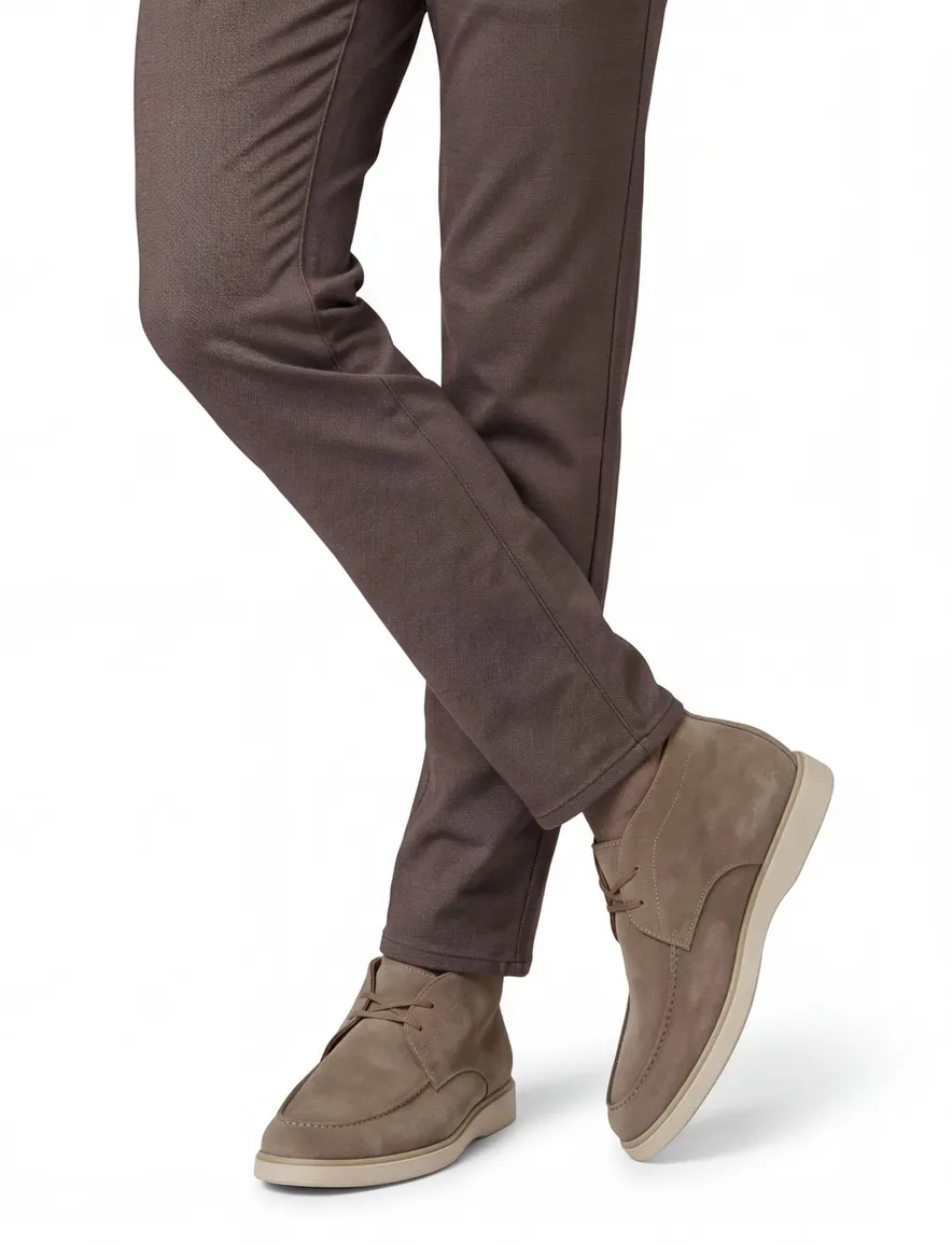 hoge suede instappers beige Giorgio met witte zool