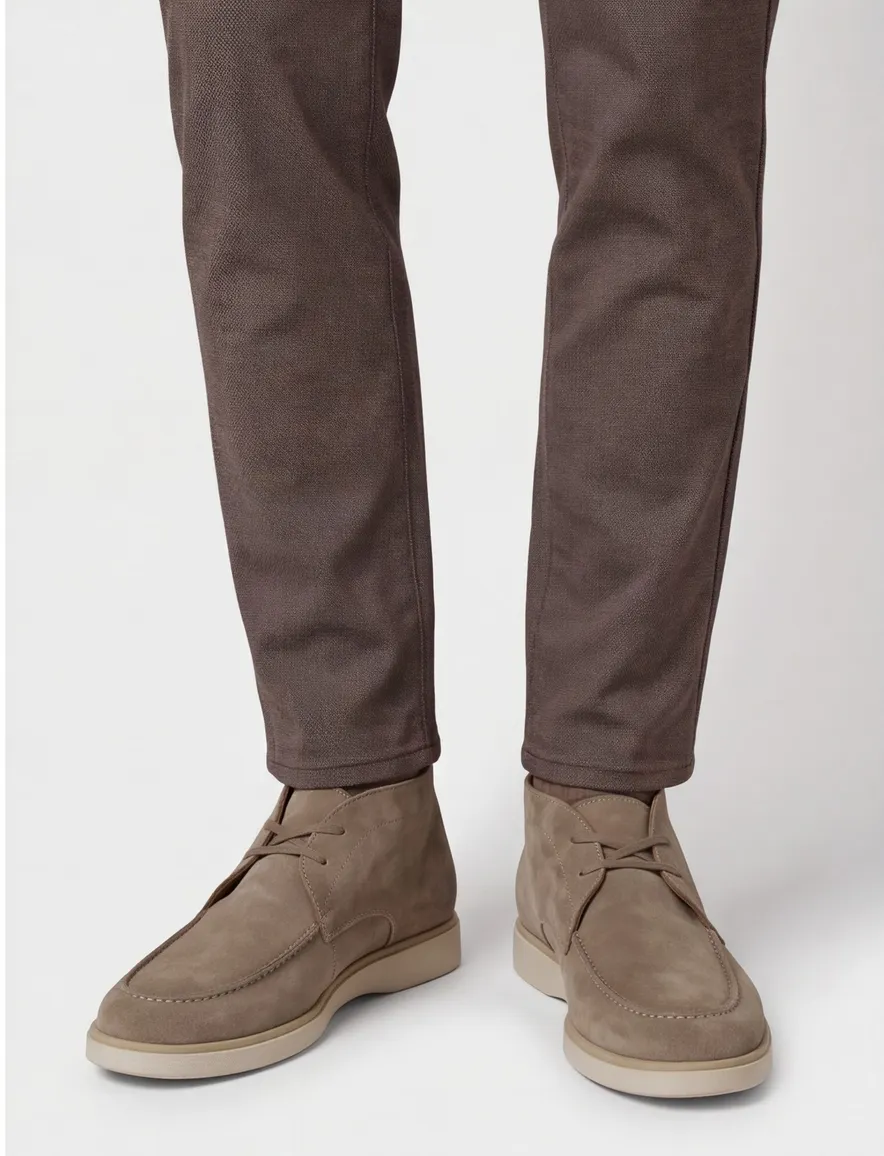 hoge suede instappers beige Giorgio met witte zool