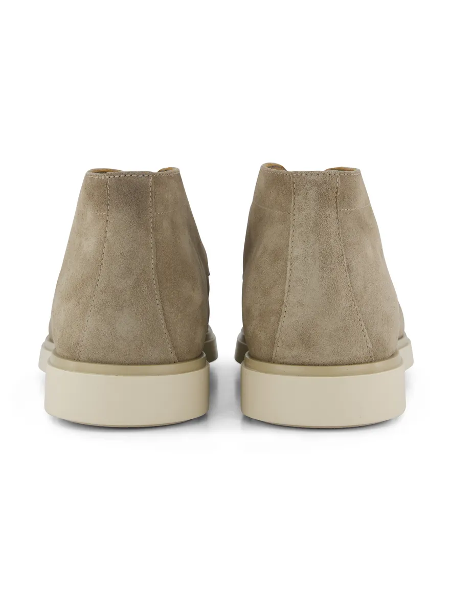 hoge suede instappers beige Giorgio met witte zool