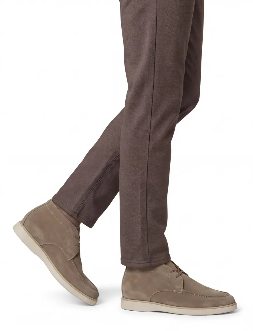 hoge suede instappers beige Giorgio met witte zool