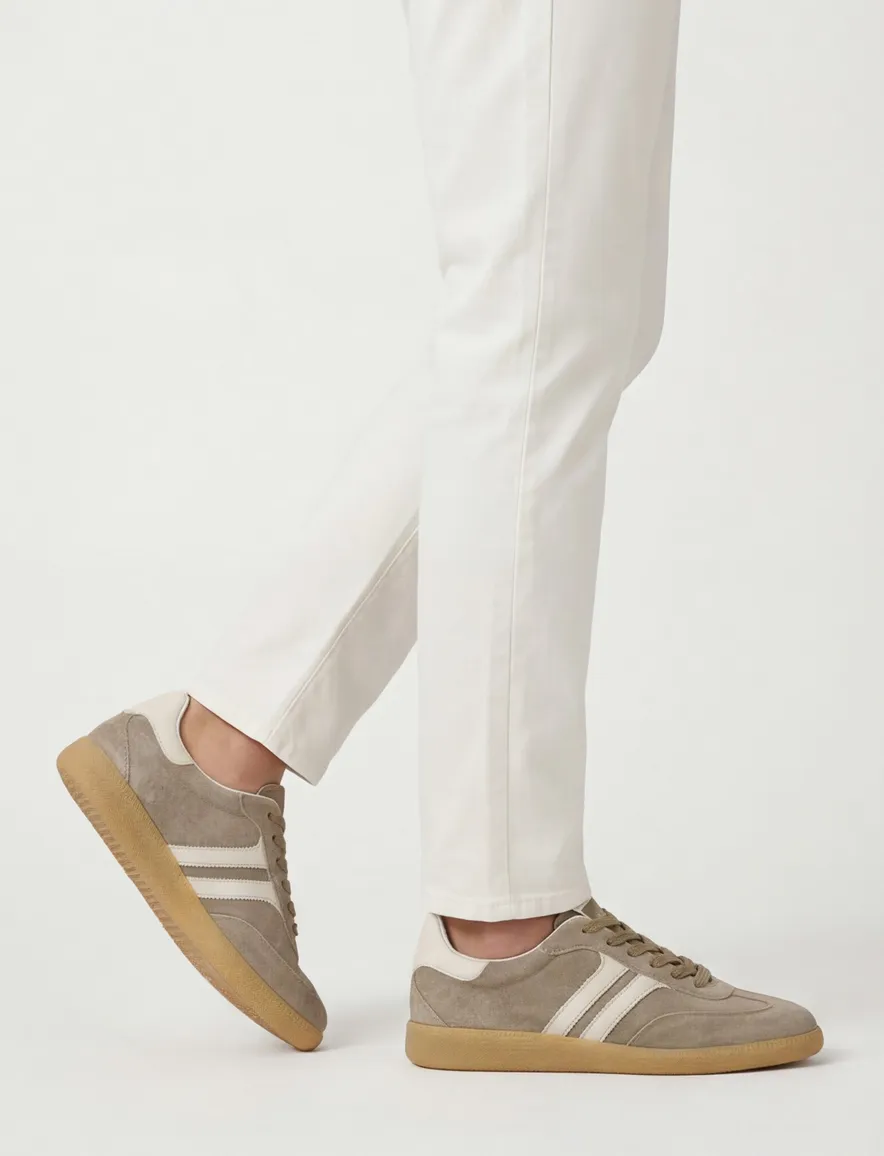 Khaki sneakers Giorgio leer rubber