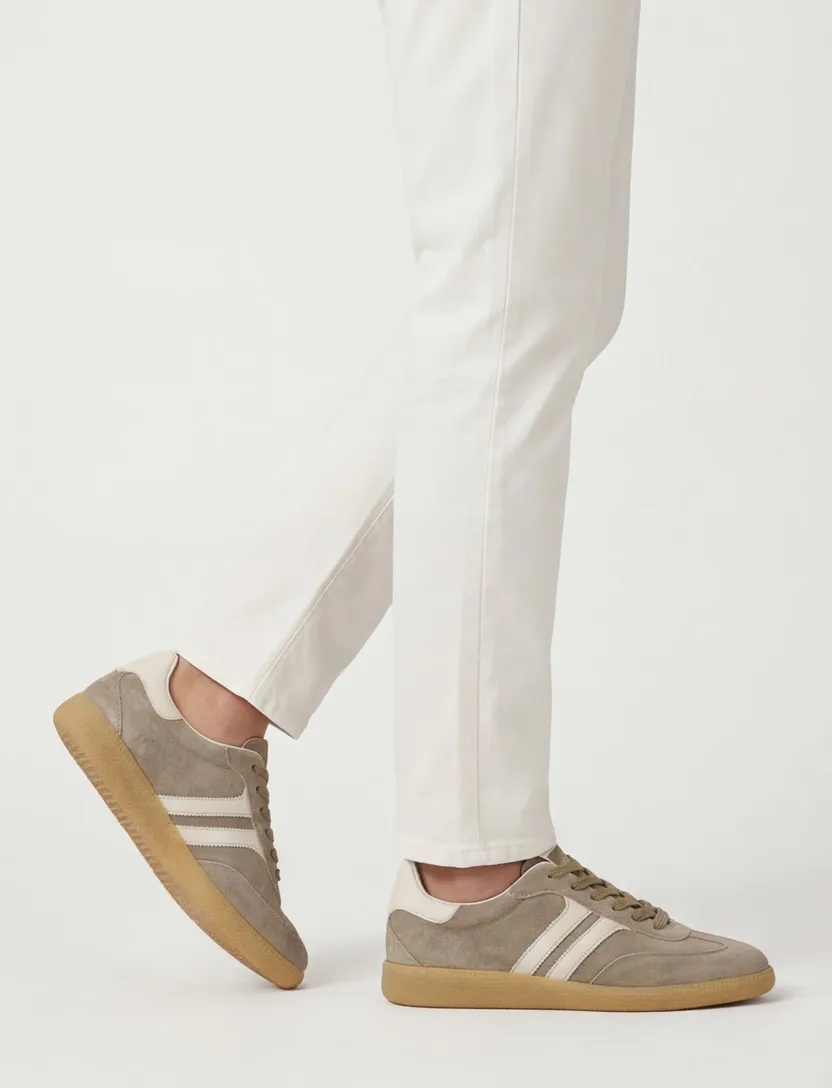 Sneakers Giorgio leer rubber khaki