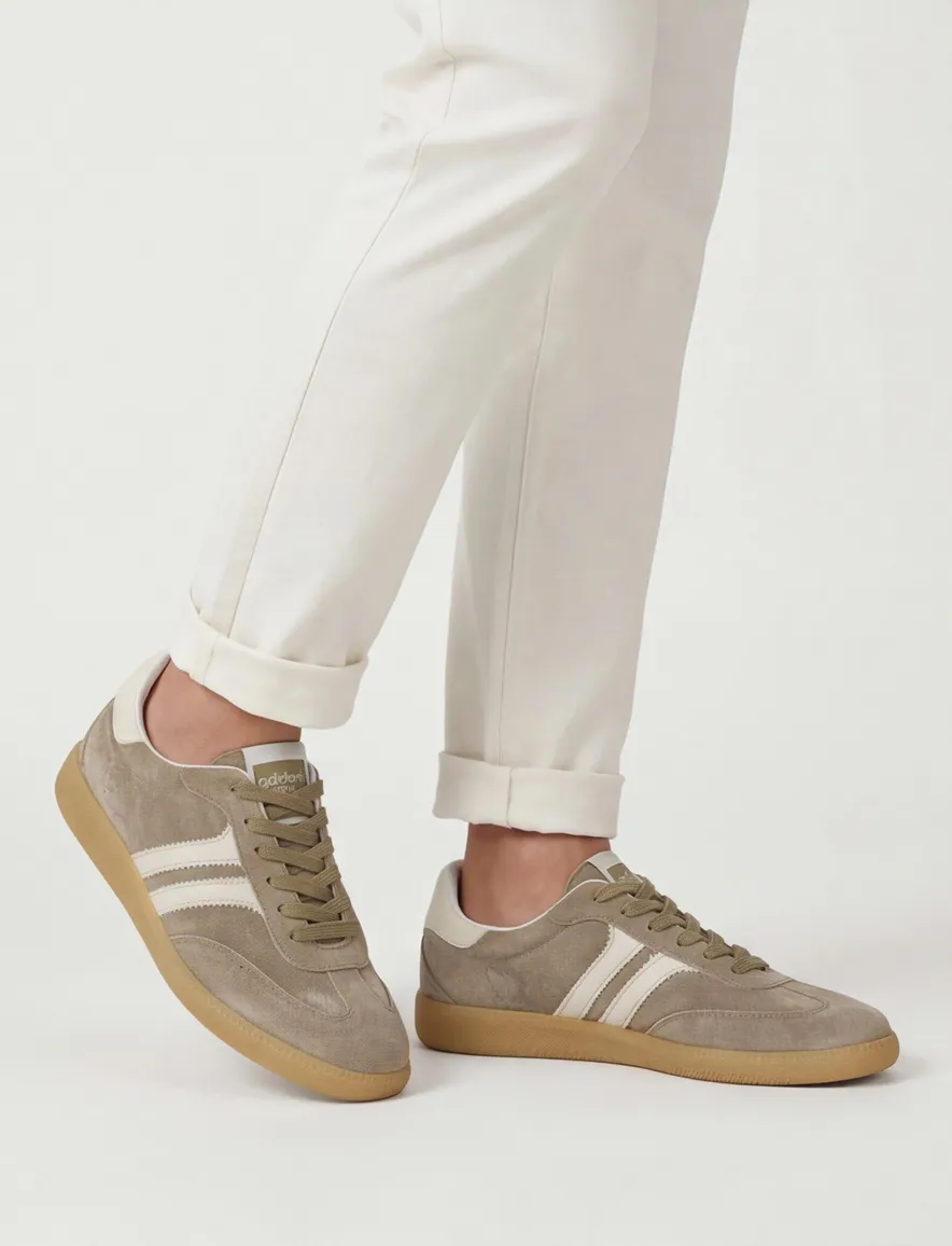 Khaki sneakers Giorgio leer rubber
