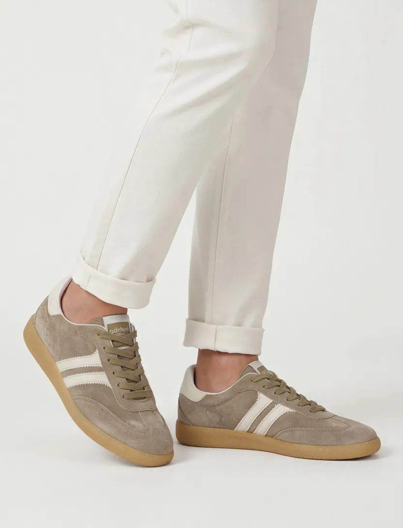 Sneakers Giorgio leer rubber khaki