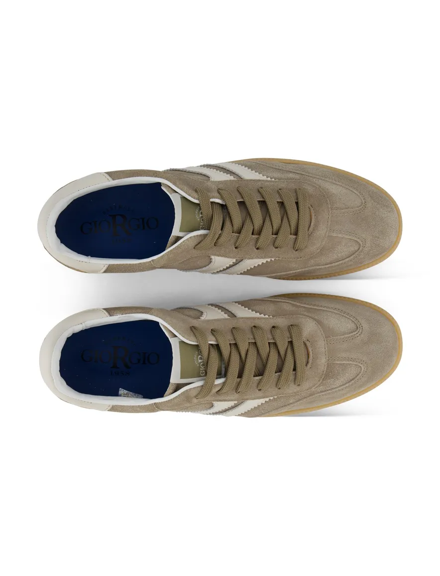 Khaki sneakers Giorgio leer rubber