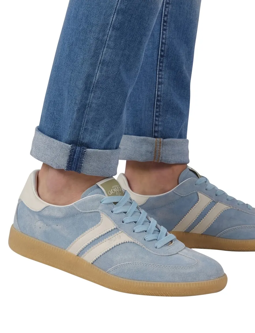 lage suede sneakers lichtblauw Giorgio met witte strepen