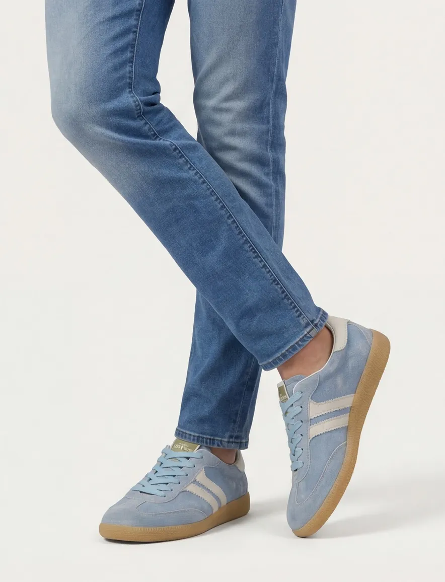 Giorgio sneakers lichtblauw met wit suede