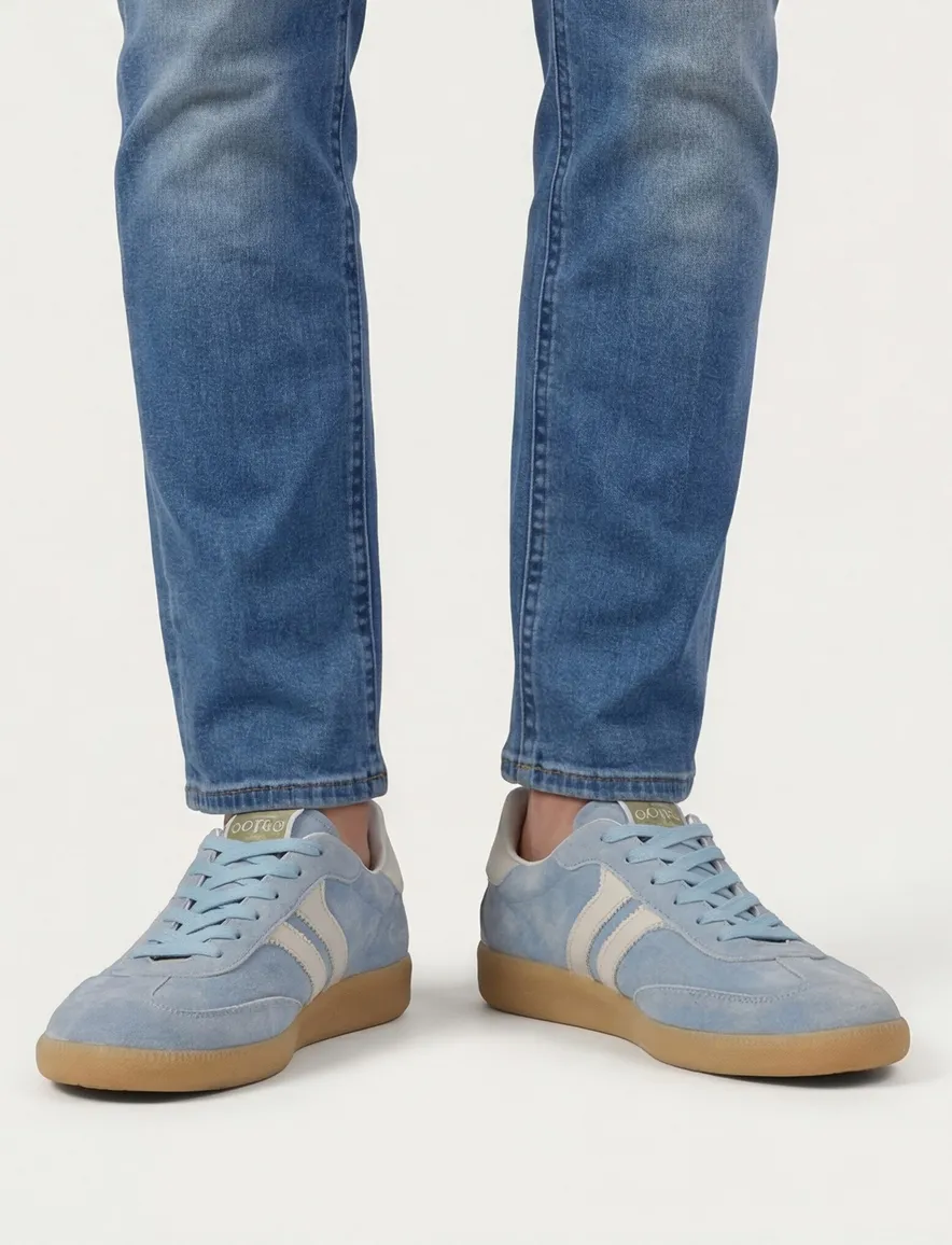 Giorgio sneakers lichtblauw met wit suede