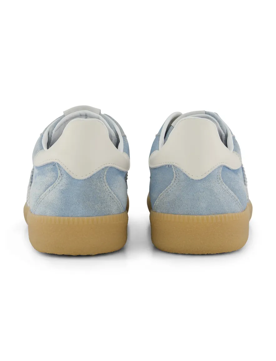 lage suede sneakers lichtblauw Giorgio met witte strepen