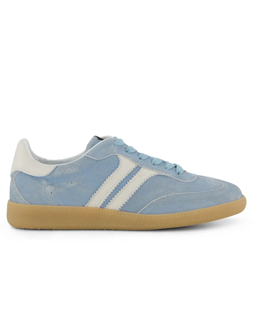 lage suede sneakers lichtblauw Giorgio met witte strepen