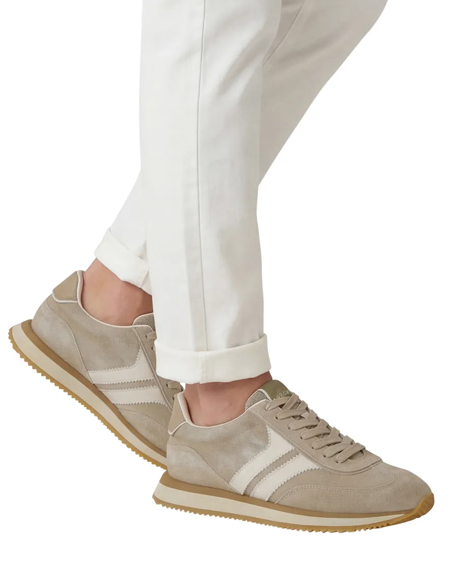 Giorgio sneakers beige met wit suede