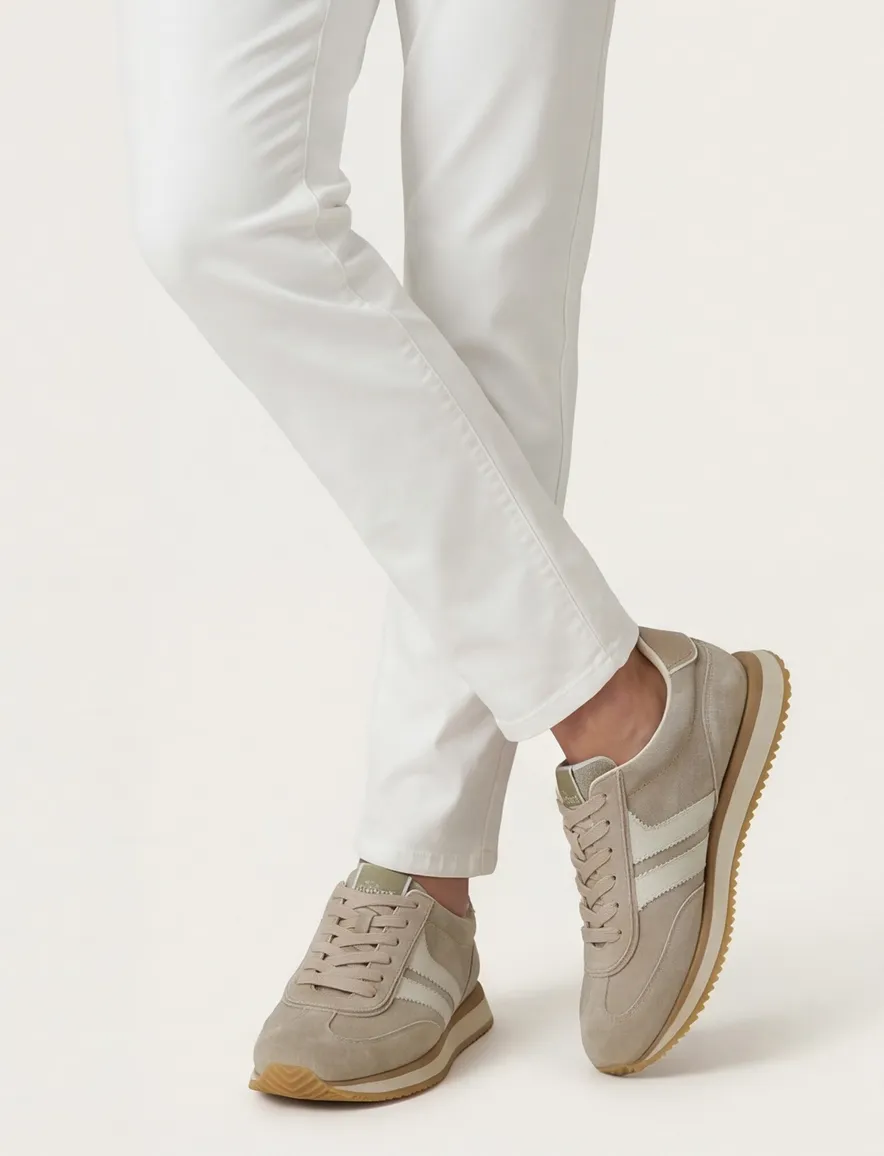 Giorgio sneakers beige met wit suede